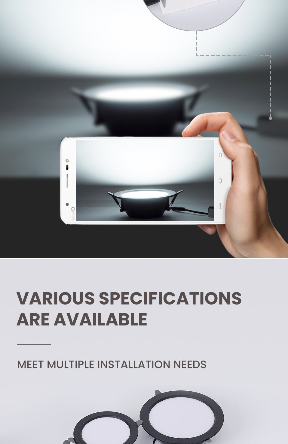 Integrated Die-casting LED Down Light LED Downlight AC85-265V 5w/7w/9w/12w/20w Spot Lightings Ceiling Panel Downlights Indoor