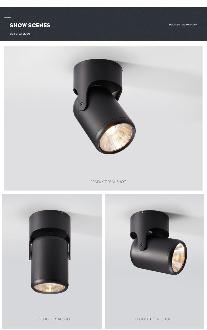 Dimmable rotating LED downlight surface mounted adjustment COB ac85-265V 5W7W10W12W15W LED ceiling spotlight