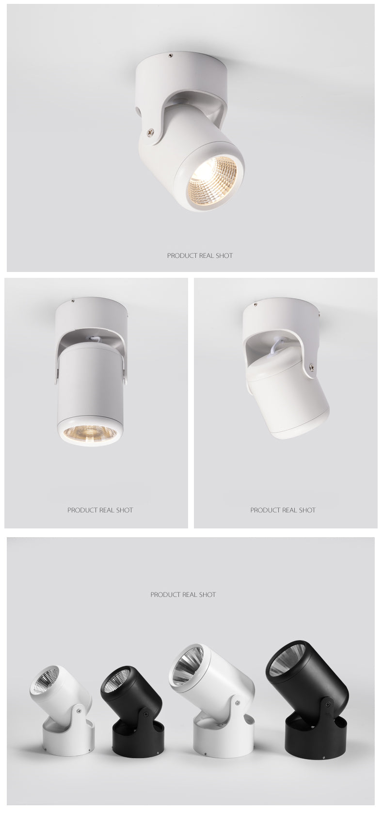 Dimmable rotating LED downlight surface mounted adjustment COB ac85-265V 5W7W10W12W15W LED ceiling spotlight