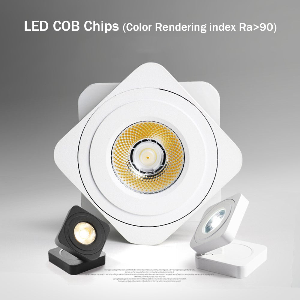 DBF Foldable LED Surface Mounted Downlight 5W 7W 10W Ultra-thin Square 360 Degree Rotatable 3000K/4000K/6000K Ceiling Spot Light