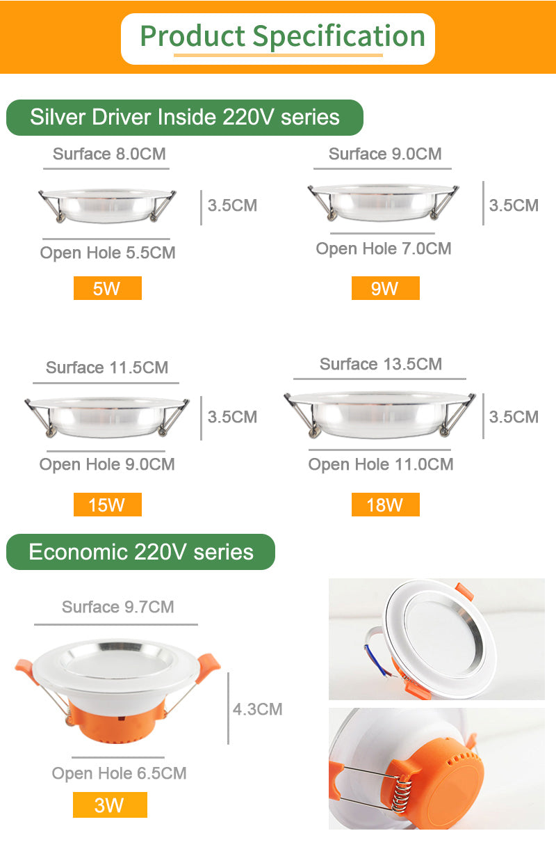 Kaguyahime LED Downlights 18W 15W 9W 5W 3W AC 220V 110V Ultra Thin Aluminum Spot Light For Living Room Down Light Ceiling lamp