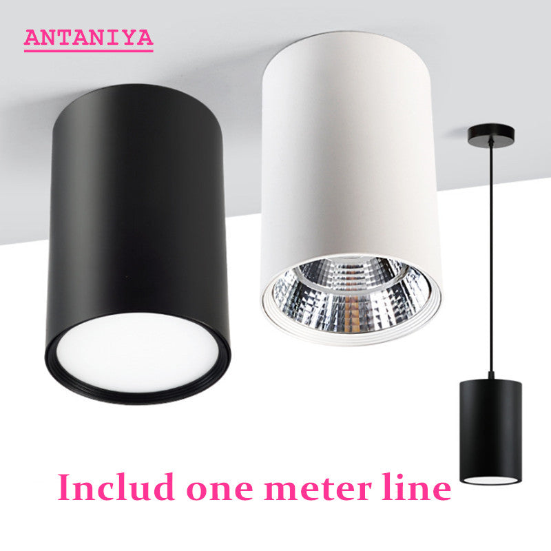 Dimmable LED Downlight Surface Mounted Ceiling Lamp with Wire Hanging 7W 9W 12W 15W 18W AC85-265V Ceiling Spot Light Home decoration