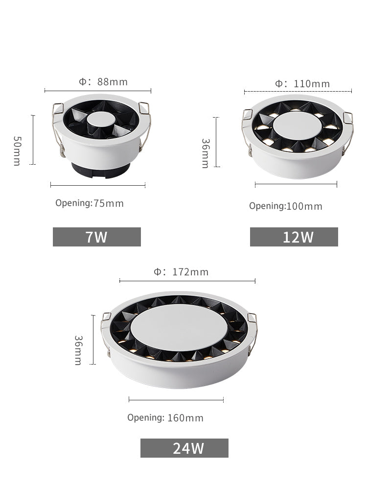 BRGT LED Spot Lights Recessed Downlight Aluminum Ceiling 7W 12W 24W COB Focos Lamp 110V 220V For Kitchen Home Indoor Lighting