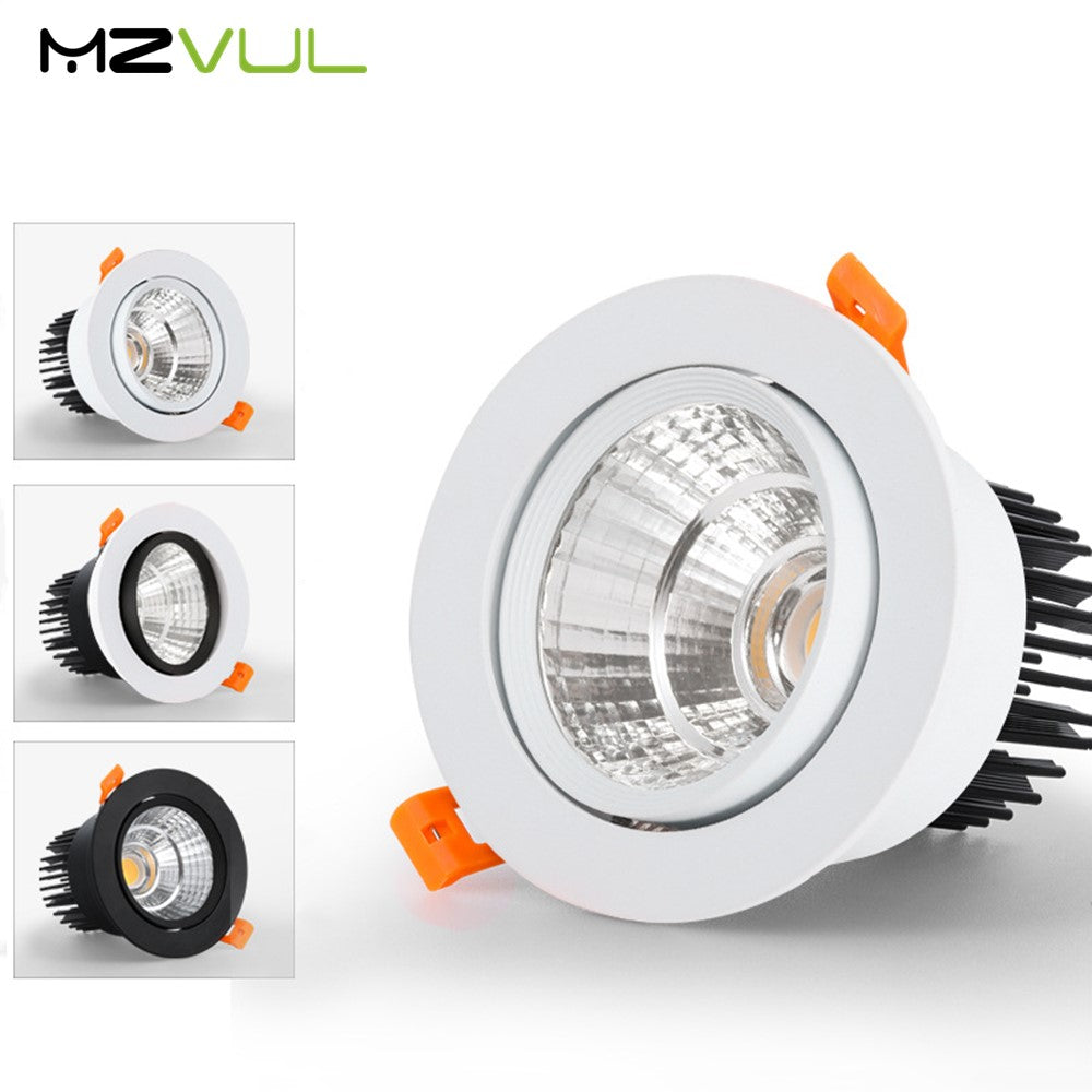 COB AC85-265V LED downlight 5W 9W 12W Warm White 3000k Pure White 6000k Spot Lights Indoorled downlight