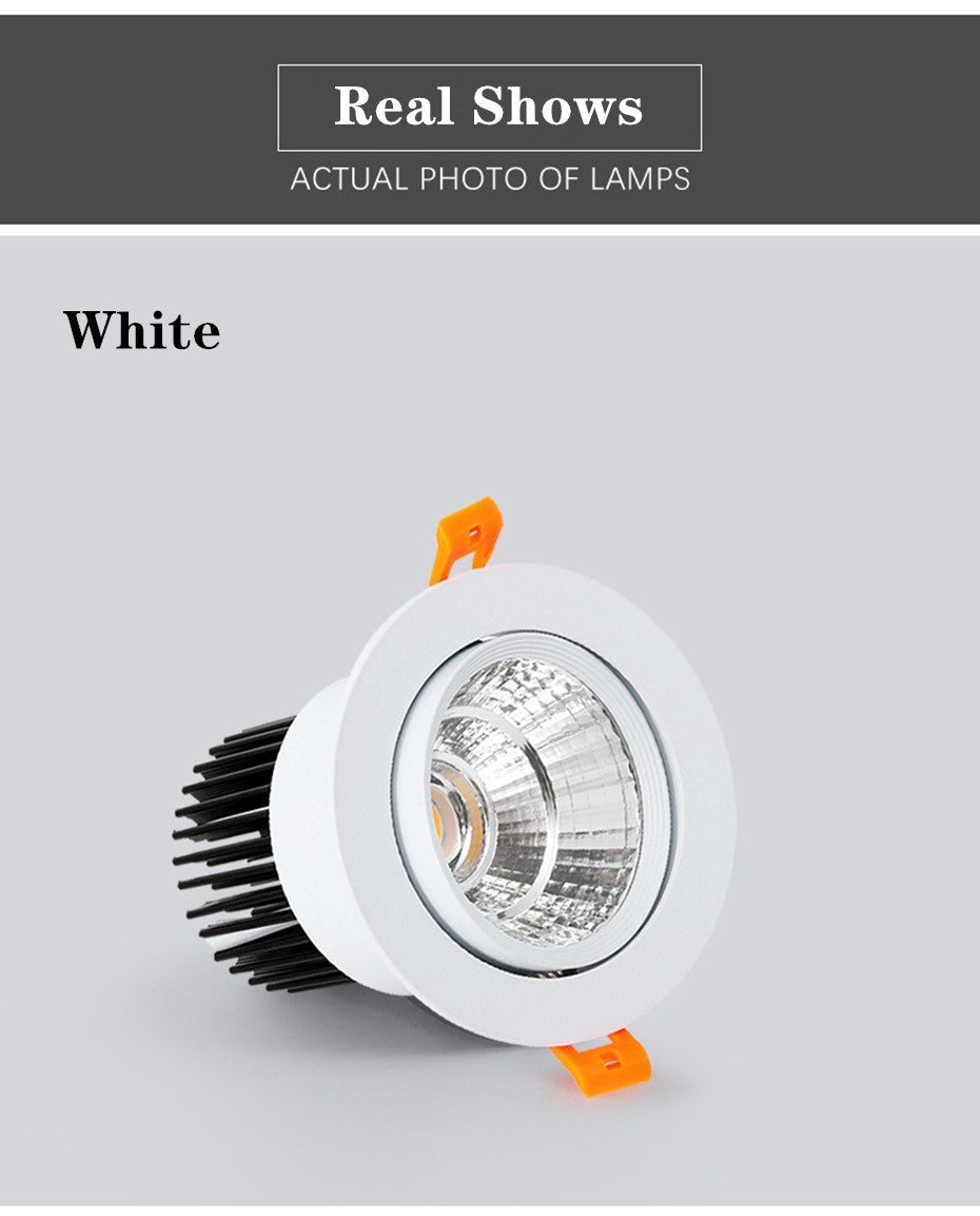 COB AC85-265V LED downlight 5W 9W 12W Warm White 3000k Pure White 6000k Spot Lights Indoorled downlight