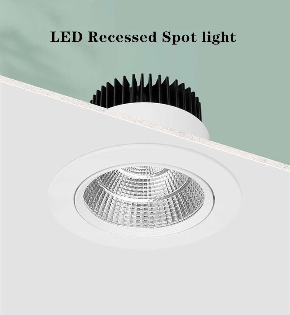 COB AC85-265V LED downlight 5W 9W 12W Warm White 3000k Pure White 6000k Spot Lights Indoorled downlight