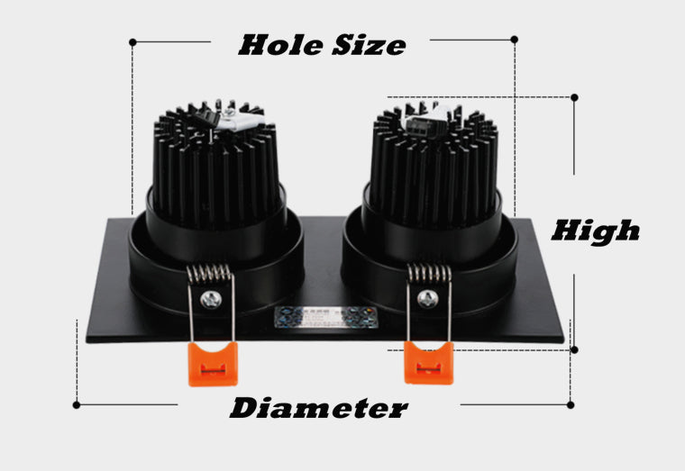 Dimmable Square Recessed COB LED Downlights 7W 9W 12W 18W 24W LED Ceiling Lamps AC85-265V LED Ceiling Spotlights Indoor Lighting