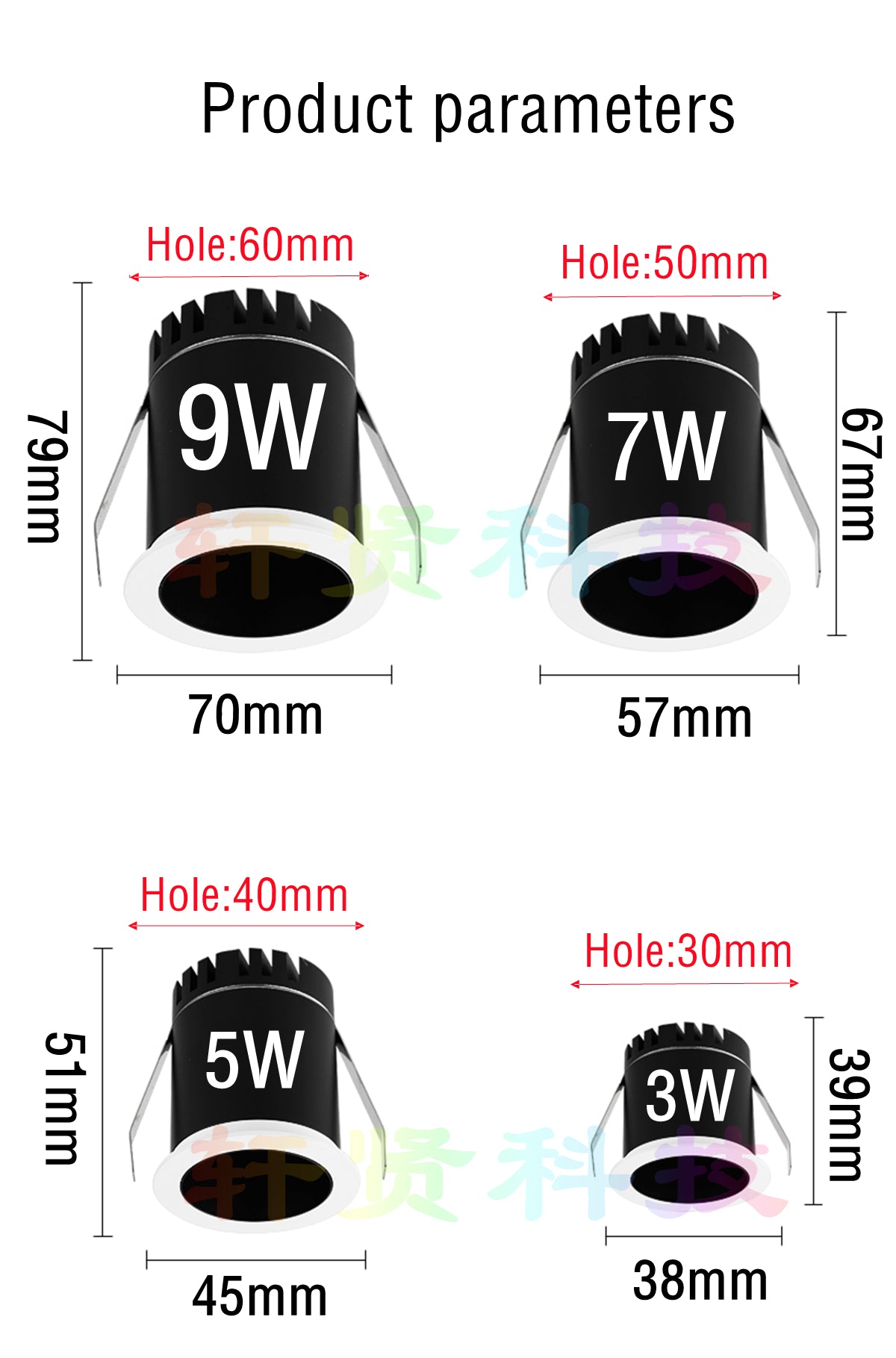 Mini Led Spot Downlights Recessed COB Dimmable Ceiling Light For Home Cabinet Showbox Hole Size 30mm