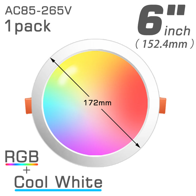 LED Downlights Spot Recessed 8W 15W 20W Wireless Bluetooth Compatible Dimmable Smart Ceiling Lamp RGB Color Changing APP Control