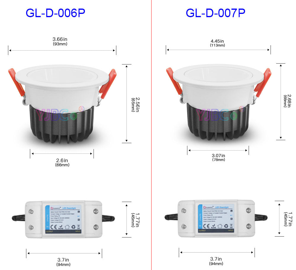 Zigbee 3.0 Pro RGB+CCT 6W 9W 12W LED Downlight IP44 IP54 Ceiling Light Compatible with Tuya APP RF Remote Voice Control