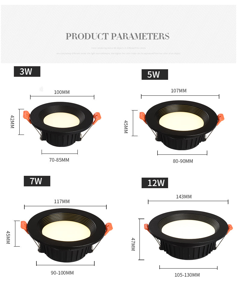 Saiyo Led Downlight 110V 220V Ceiling Light 3W 5W 7W 12W Aluminum Lamp Recessed Round Spot Lights For Kitchen Home Indoor Lighting