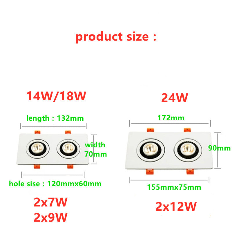 Dimmable 360 Angle Rotatable LED Recessed Downlight Epistar Chip 14W 18W 24W COB Spot Light Ceiling Lamp AC85~265V