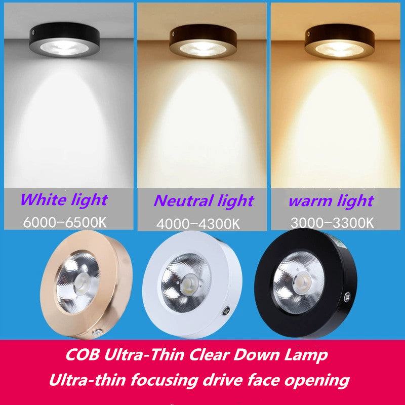 Ultra-thin LED downlight, ceiling spotlight, AC110-240V, cabinet, indoor lighting, warm white and cool white, 3W 5W 7W 10W 15W COB