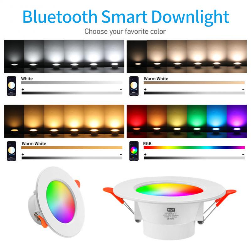 Tuya Smart Bluetooth LED Downlight 10W RGB Dimmable LED Spot Light Recessed Round Light Works with Smart Life APP Tuya Gateway