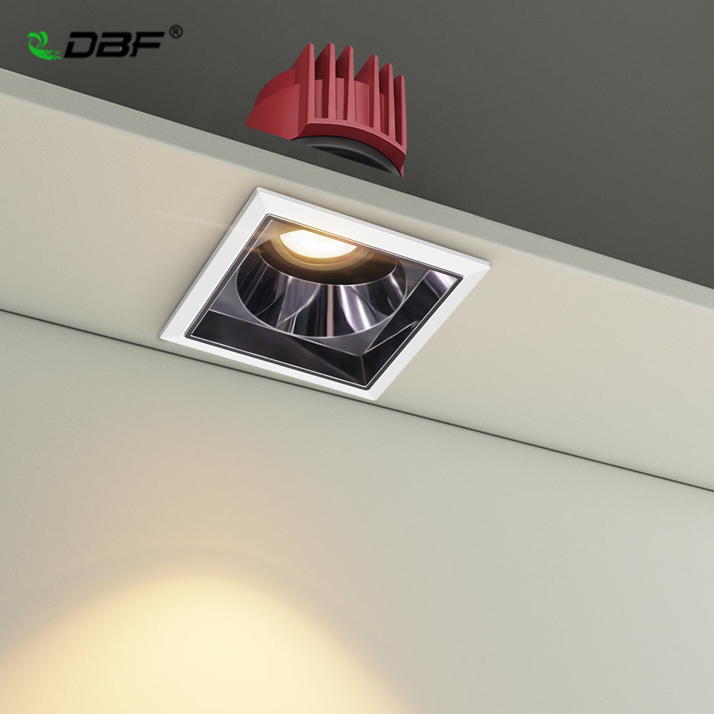 DBF 2021 Anti-Glare Round/Square Ceiling Spot Lights 7W 12W 15W Black Reflector Hotel Wall Washer Embedded Downlights Dimmable