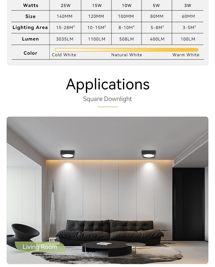 Square Led Ceiling Light 220V Downlight 10W/15W/25W/35W Spotlight Led For Bedroom Lighting Fixture Kitchen Panel Light Living Room