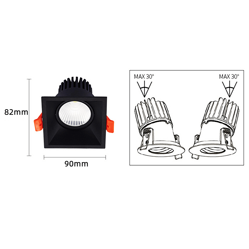 LED Square Downlight Dimmable COB Ceiling Light 7w 12w 85-265V Spotlight for Bedroom Living Room Indoor Lighting