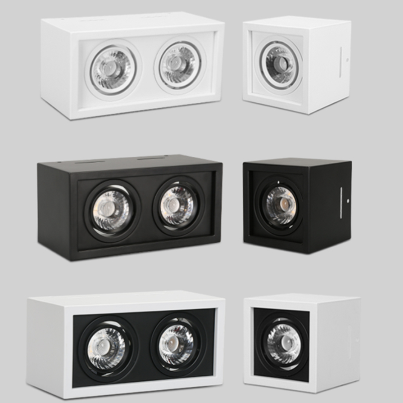 Super Brightness AC 85-230V Square Surface Mounted LED COB Dimmable Downlights 10W 15W 2X10W 2X15W LED Ceiling Lamp Spot Light