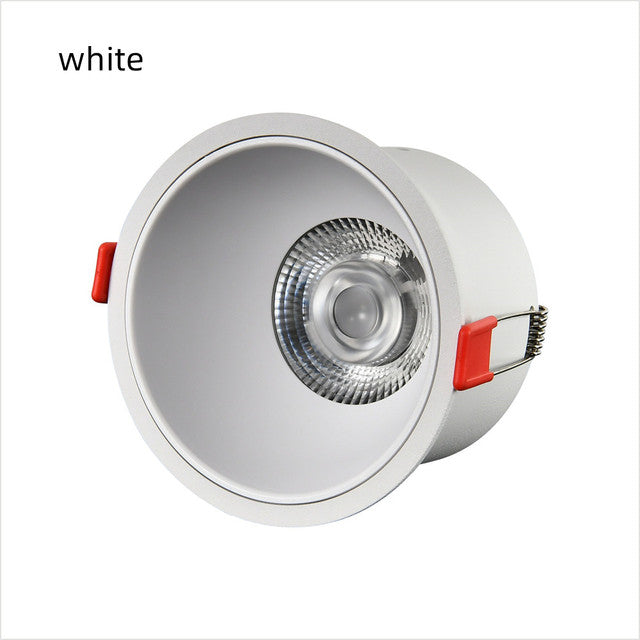 Round Anti-Glare LED COB Recessed Downlight 7W 9W 10W 12W 15W 18W Dimmable 110V 220V Ceiling Light Spotlight for Indoor Lighting