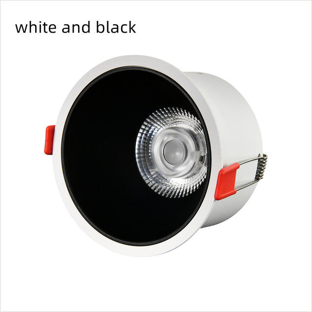 Round Anti-Glare LED COB Recessed Downlight 7W 9W 10W 12W 15W 18W Dimmable 110V 220V Ceiling Light Spotlight for Indoor Lighting
