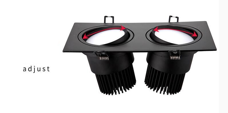 Dimmable AC110V 220V Embedded Single Double Tube LED Downlight COB 7w 9w 12W 24W Spotlight Decorative Ceiling Light Commercial