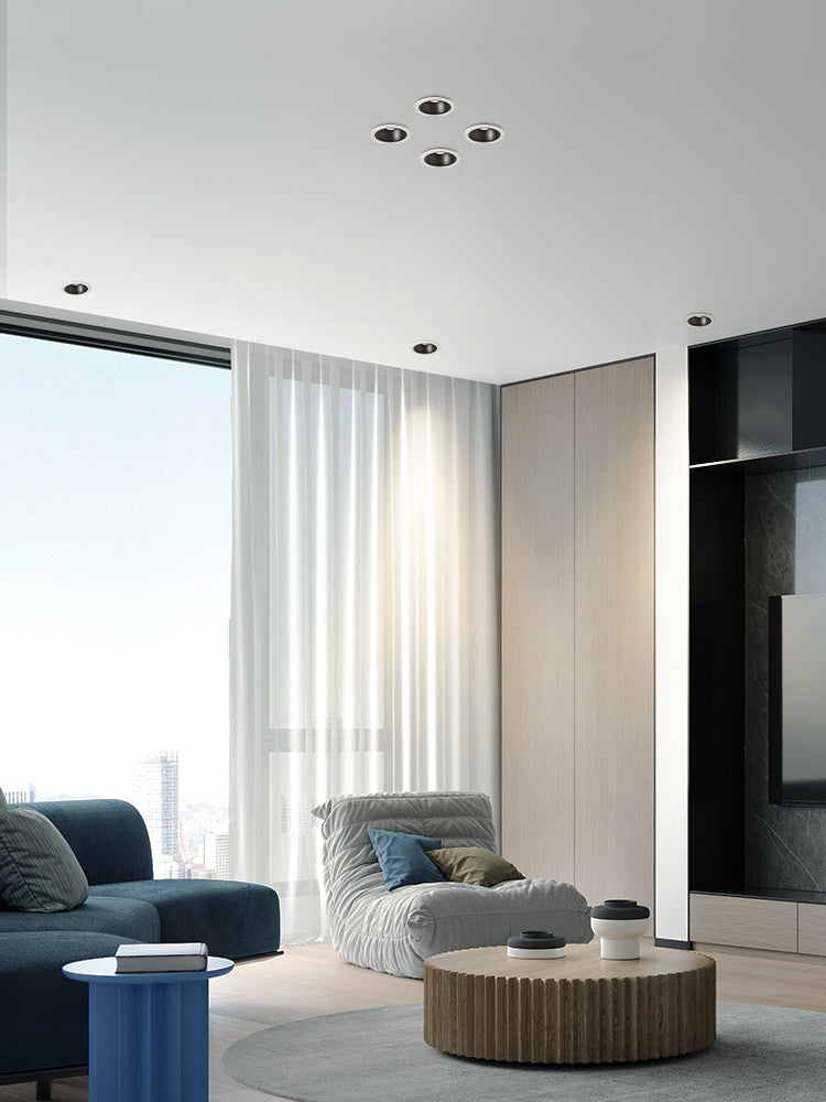 BRGT LED Short Spotlight Round Recessed Downlight Anti Glare 5W 7W 12W Ceiling Lamp Ultra Thin Cut 75mm For Living Room Lighting