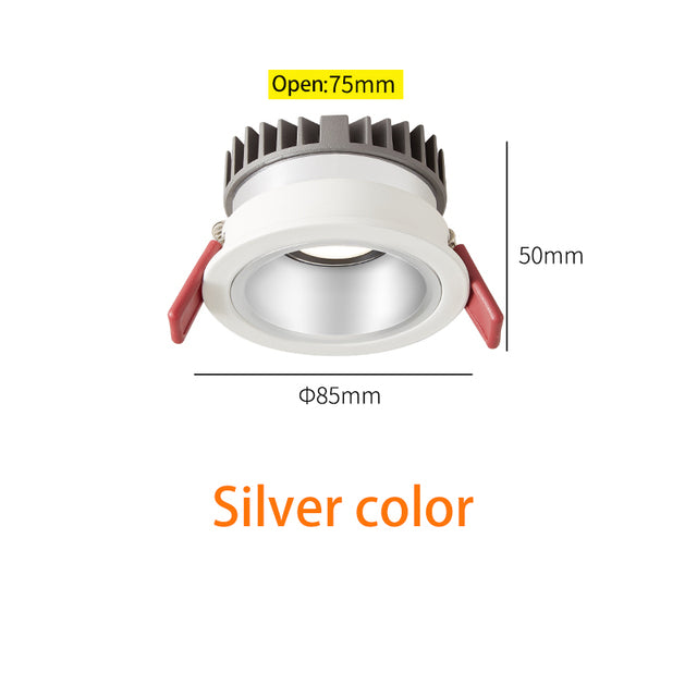 BRGT LED Short Spotlight Round Recessed Downlight Anti Glare 5W 7W 12W Ceiling Lamp Ultra Thin Cut 75mm For Living Room Lighting