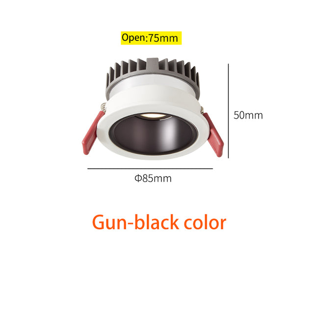 BRGT LED Short Spotlight Round Recessed Downlight Anti Glare 5W 7W 12W Ceiling Lamp Ultra Thin Cut 75mm For Living Room Lighting