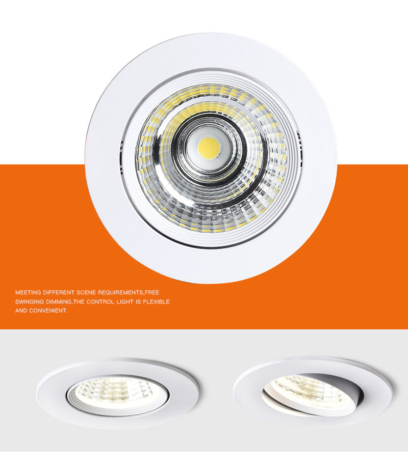 LED Recessed Ceiling Lighting 3W 5W 7W 12W COB Downlight, Dimmable 110V 220V Spotlight 3000K 4000K 6000K Led Pot Light