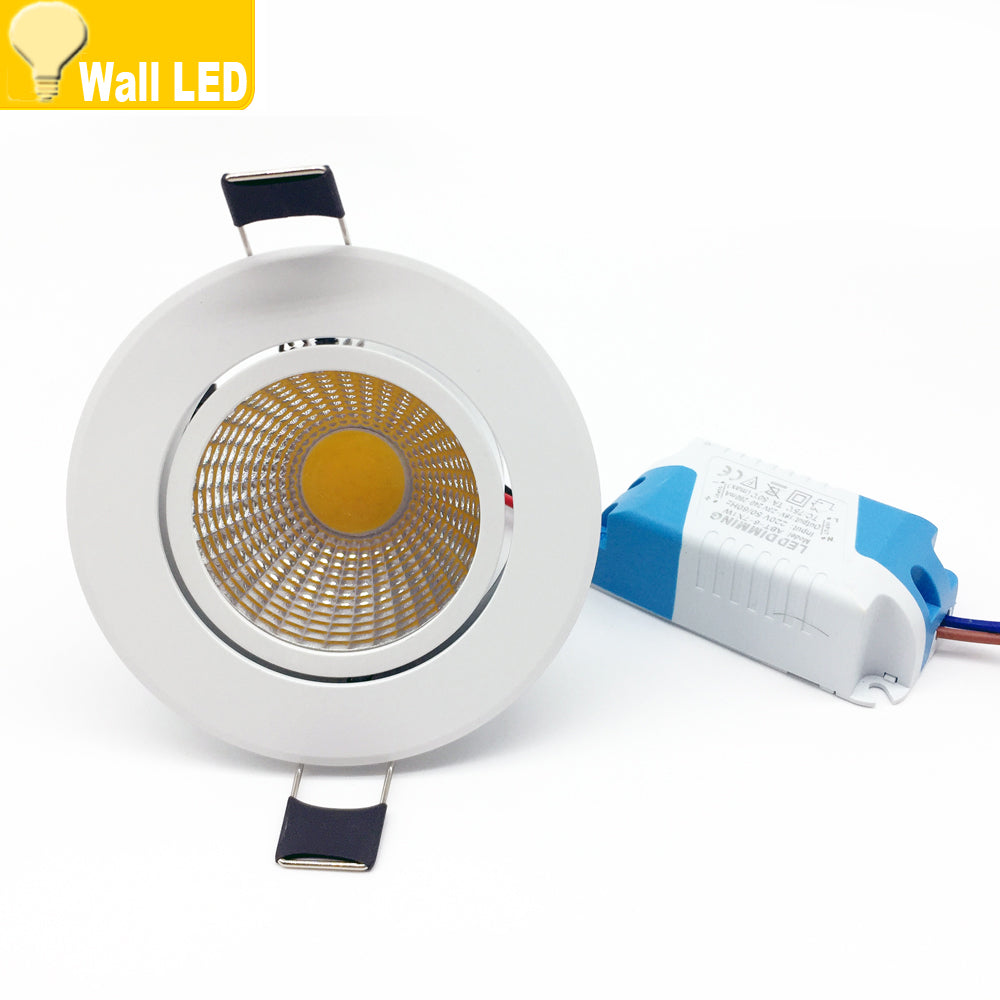 Dimmable LED COB Downlight Recessed LED Dimmable 5W 7W 9W 12W LED Spot light AC110V 220V 85-265V decoration Ceiling Lamp