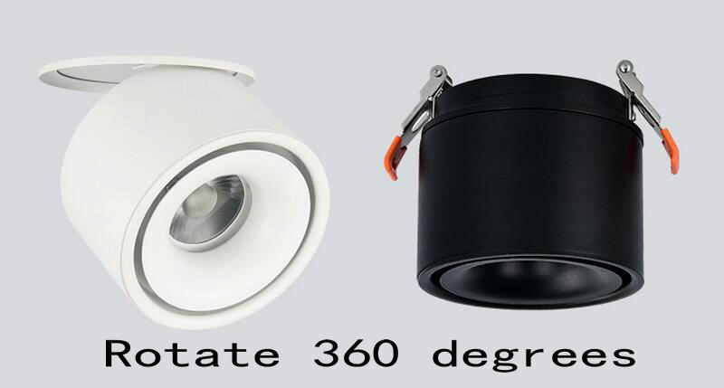 360 degree rotation Round LED Downlight 10W 15W Aluminum AC110V 220V LED Down Light Ceiling Recessed Spot Light