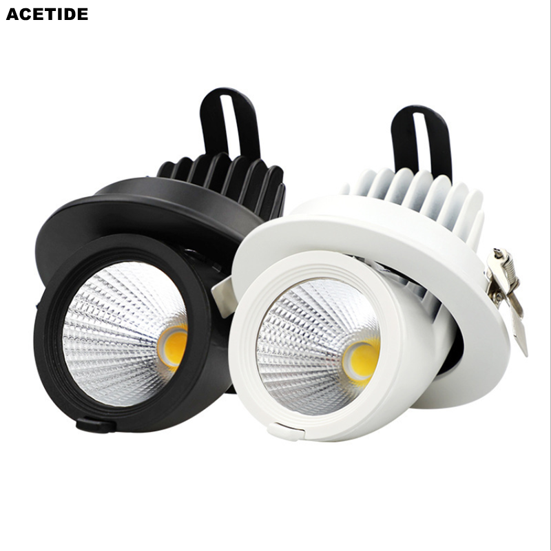 Dimmable Built-In Retractable Led Downlights 9W 12w 30w 35W AC220V Black/White Housing 360 Degree Rotatable Ceiling Spot Light