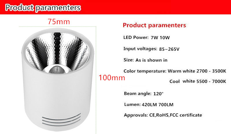 Surface mounted led COB 10PCS downlight 3W 5W 7W 12W led lamp ceiling AC85-265V spotlight LED Downlight Decoration Lamps