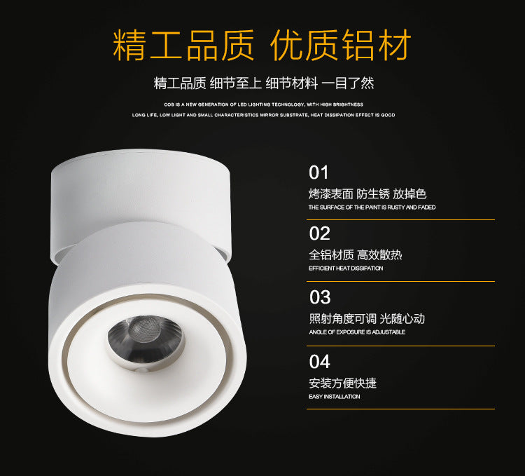 LED downlights Surface Mounted 10W 15W 20W COB Ceiling Spotlight 360 degree Rotation Ceiling Downlight White AC85-265V