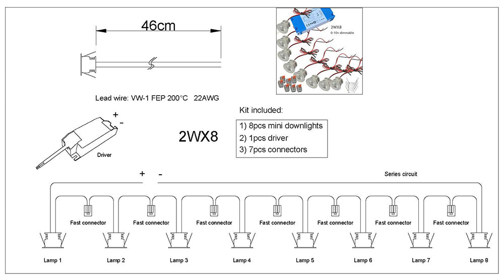 Mini Downlights Kit Series Connection Single Thumb Sizes Light 0-10V Dimmable for Dining Hall Kitchen