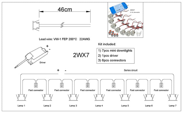 Mini Downlights Kit Series Connection Single Thumb Sizes Light 0-10V Dimmable for Dining Hall Kitchen