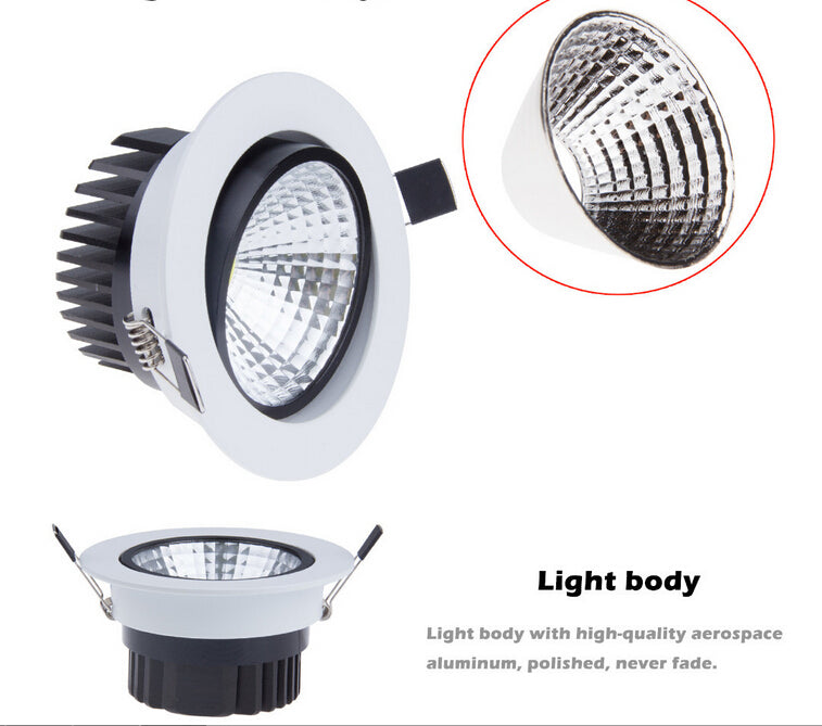New dimmable Recessed led downlight cob 6W 9W 12W 15W LED Spot light led ceiling lamp AC85-265V
