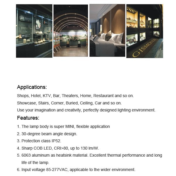 New Dimmable Recessed led downlight 4w dimming LED Spot light 30 degree led ceiling lamp AC85-265V