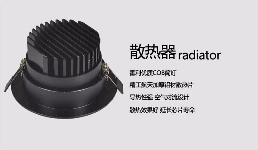 Led Recessed Downlight Led Cabinet Lighting COB 10W Adjustable Dimmable Warm Cold White AC 85-265V