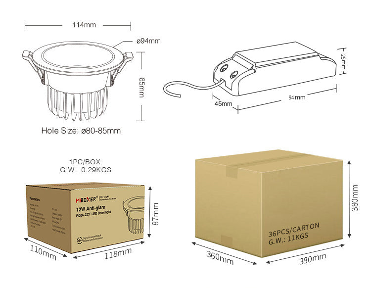 RGB + CCT LED downlight ceiling living room AC100~240V Smart phone APP/remote control/voice control