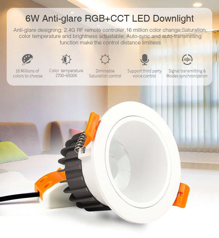 RGB + CCT LED downlight ceiling living room AC100~240V Smart phone APP/remote control/voice control