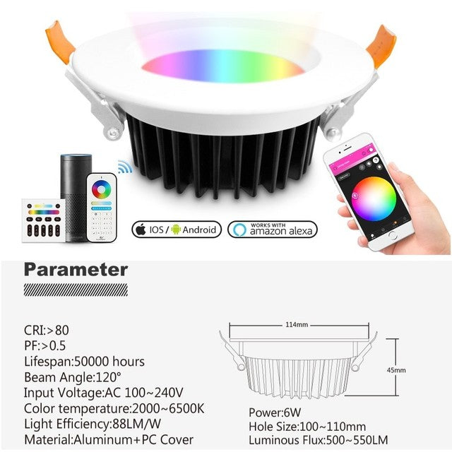 Zigbee Smart IP44 LED Recessed Downlight 6W 9W 12W For Bedroom Living Room Kitchen Corridor LED Ceiling Spot Light