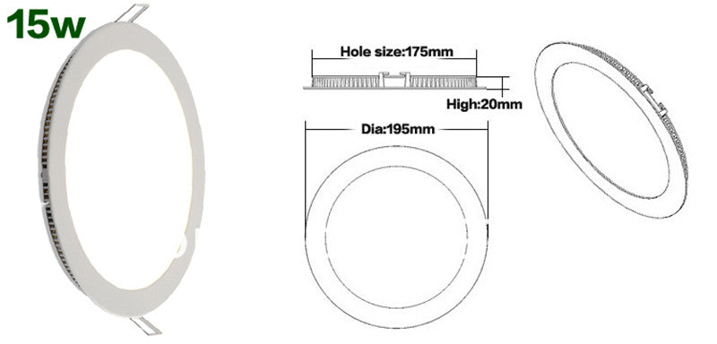 Led Down Light 6W 9W 12W 15W 25W Led Ceiling Downlight AC85-265V Ultra thin Round Panel light 2 year warranty