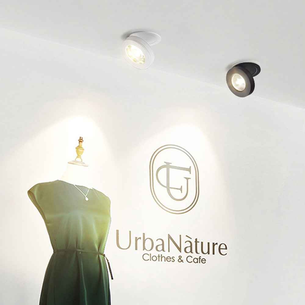 Black White Foldable Surface Mounted LED Downlight Recessed Ceiling Light COB SpotLight