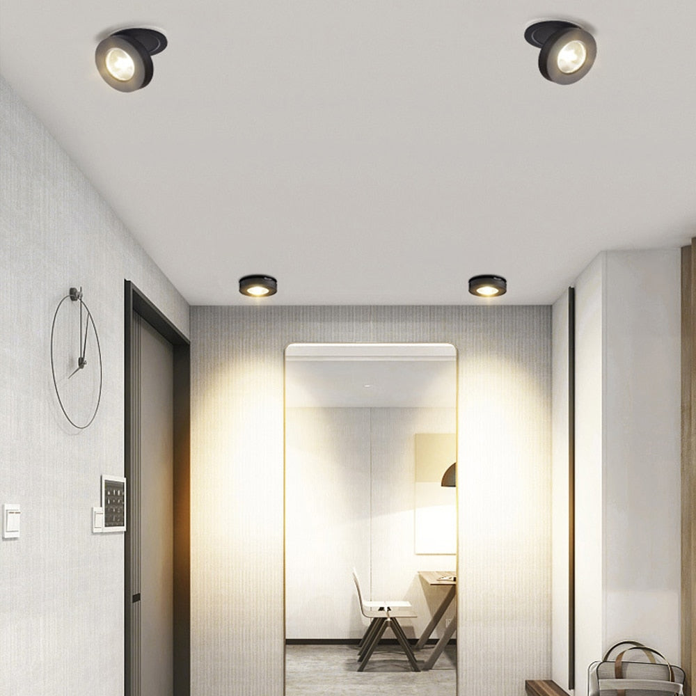 Black White Foldable Surface Mounted LED Downlight Recessed Ceiling Light COB SpotLight