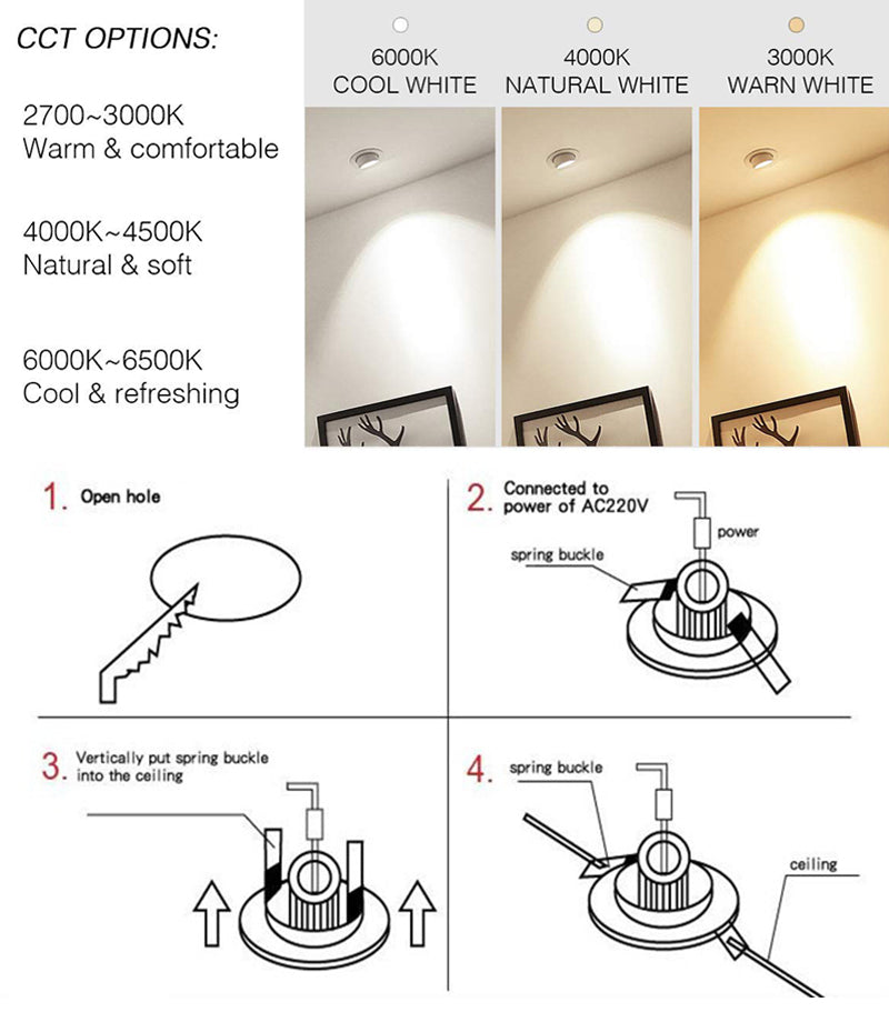 Square 3W AC90-260V DC12V LED Ceiling Downlight Epistar LED Lamp Recessed Spot light+LED Driver for Indoor Lighting