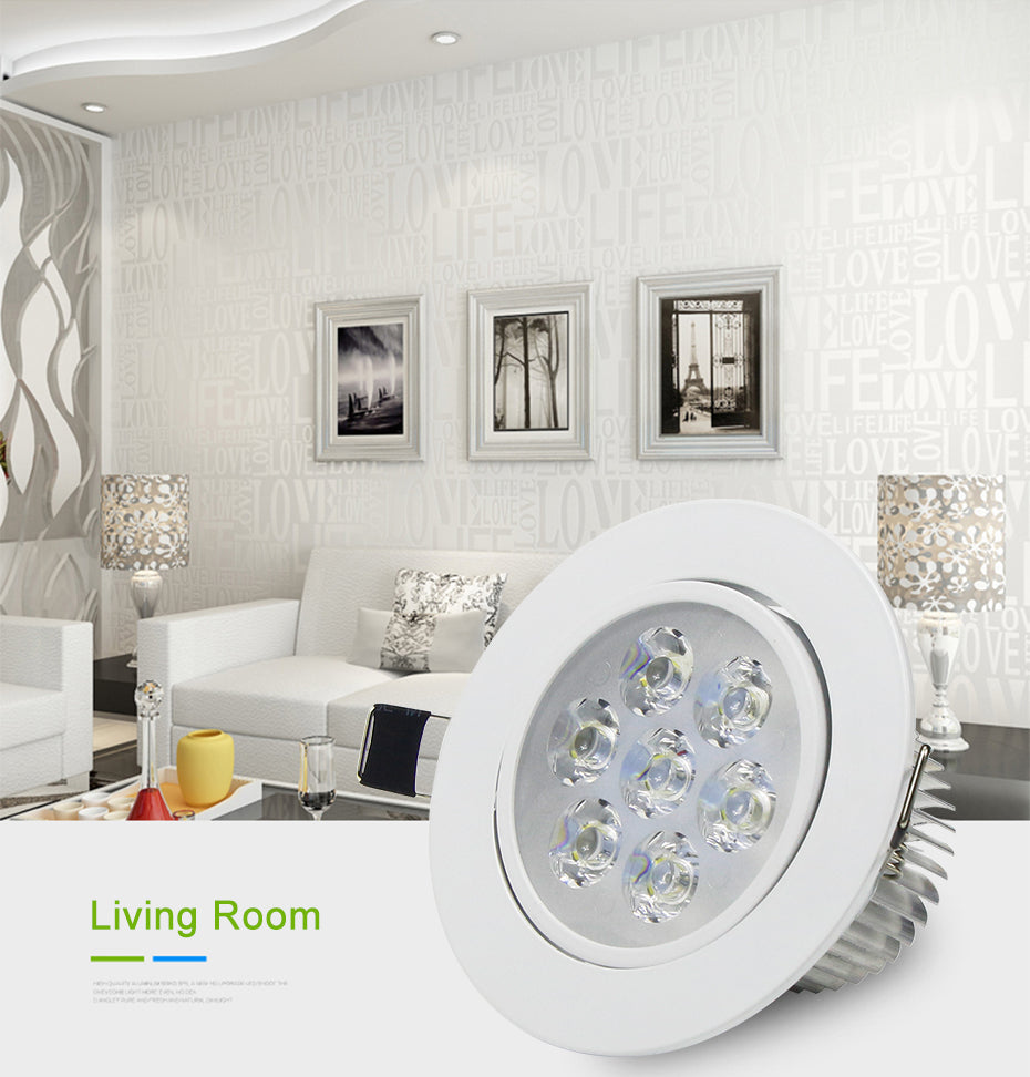 DBF White Housing LED Ceiling Recessed Downlight Dimmable 3W 4W 5W 7W Warm White LED Spot Light AC 110V/220V Kitchen