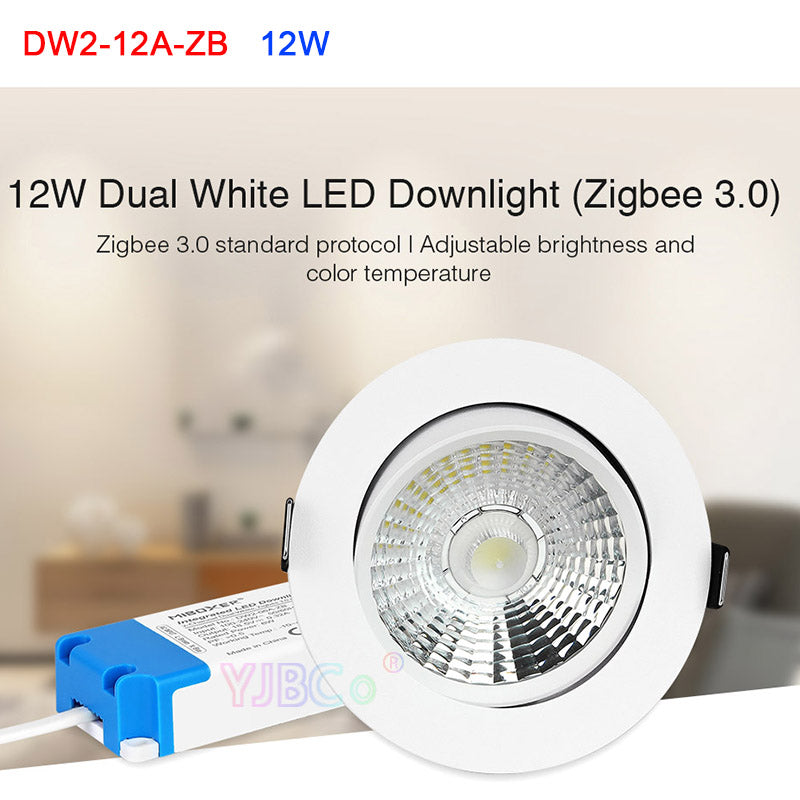 Miboxer LED Downlight 110V 220V Zigbee 3.0 Remote/APP/Voice Control Panel lamp Zigbee 3.0 6W/12W Round Ceiling Light Dual White