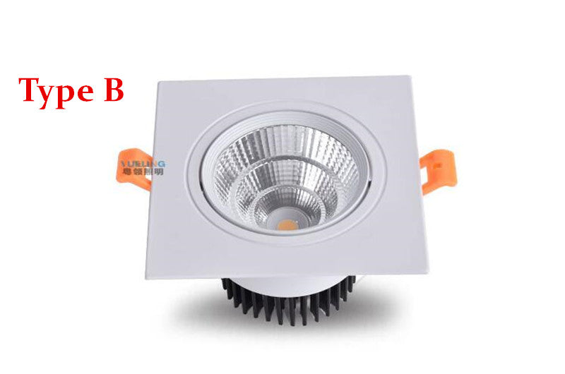 Dimmable High Quality Recessed LED Downlights 7W 9W 12W 15W 18W COB Spot Light AC85-265V Ceiling Lamp Square Panel Light