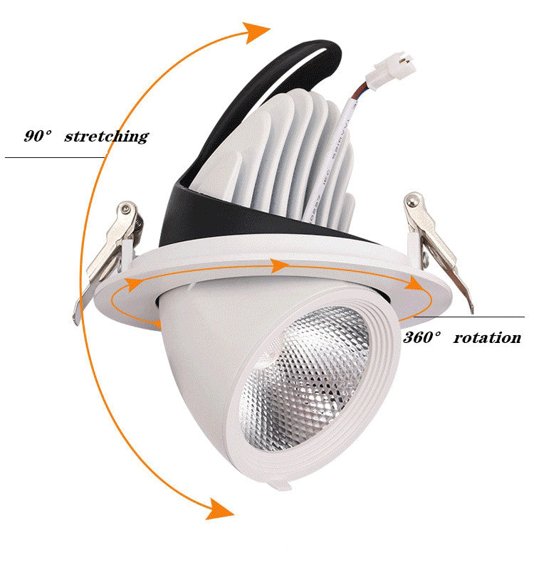 Dimmable Embedded retractable LED COB Ceiling 10W 15W 20W 30W AC85-265V adjustable 360 Degree LED Trunk Downlight Home lighting
